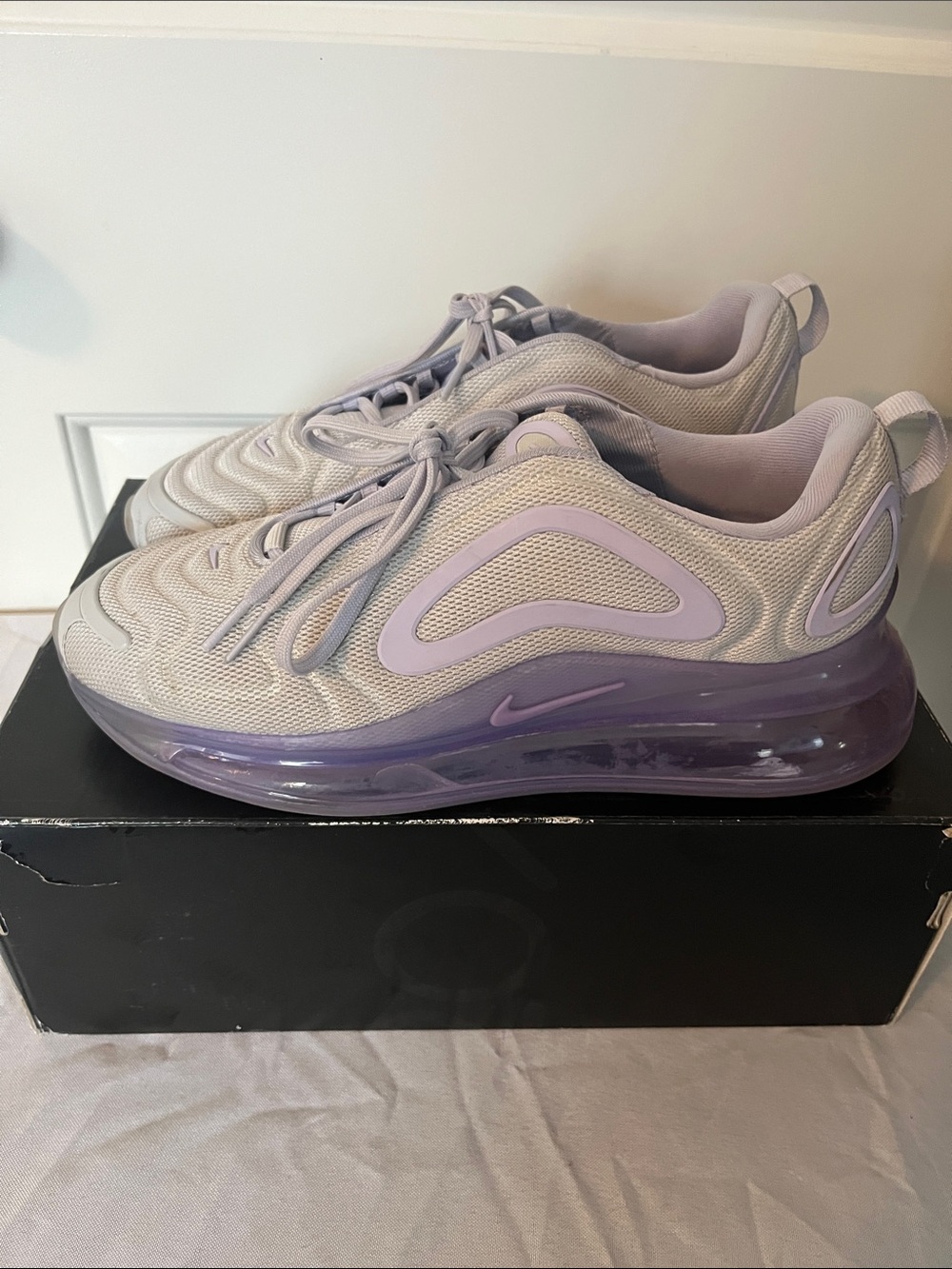 Nike Lavender and Light Gray Air Max 720 Style Sneakers